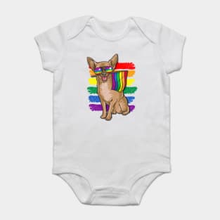 Funny Chihuahua Rainbow Pride Baby Bodysuit